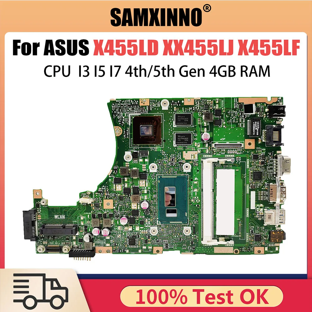 

X455LJ Motherboard For ASUS X455LF X455LD X455L A455L F454L X455LA Mainboard CPU I3 I5 I7 4th 5th Gen 4GB V2G