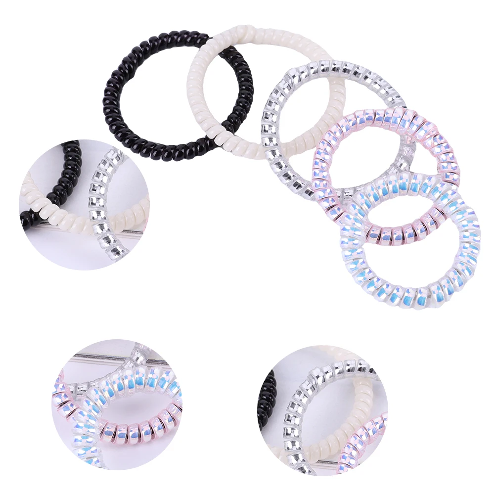 

5Pcs Idol Doll Anti Drop Buckle Coil Plastic Keychain Winding Rope Protection Ring Winding Fixed Rope Doll Accessories