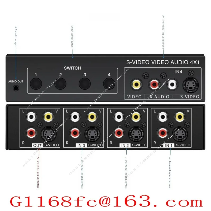 High Quality Professional S-terminal Switch S-Video Sharer 4-in-1-out AV4 Switch 1 Output with 3.5 Audio VSSW41