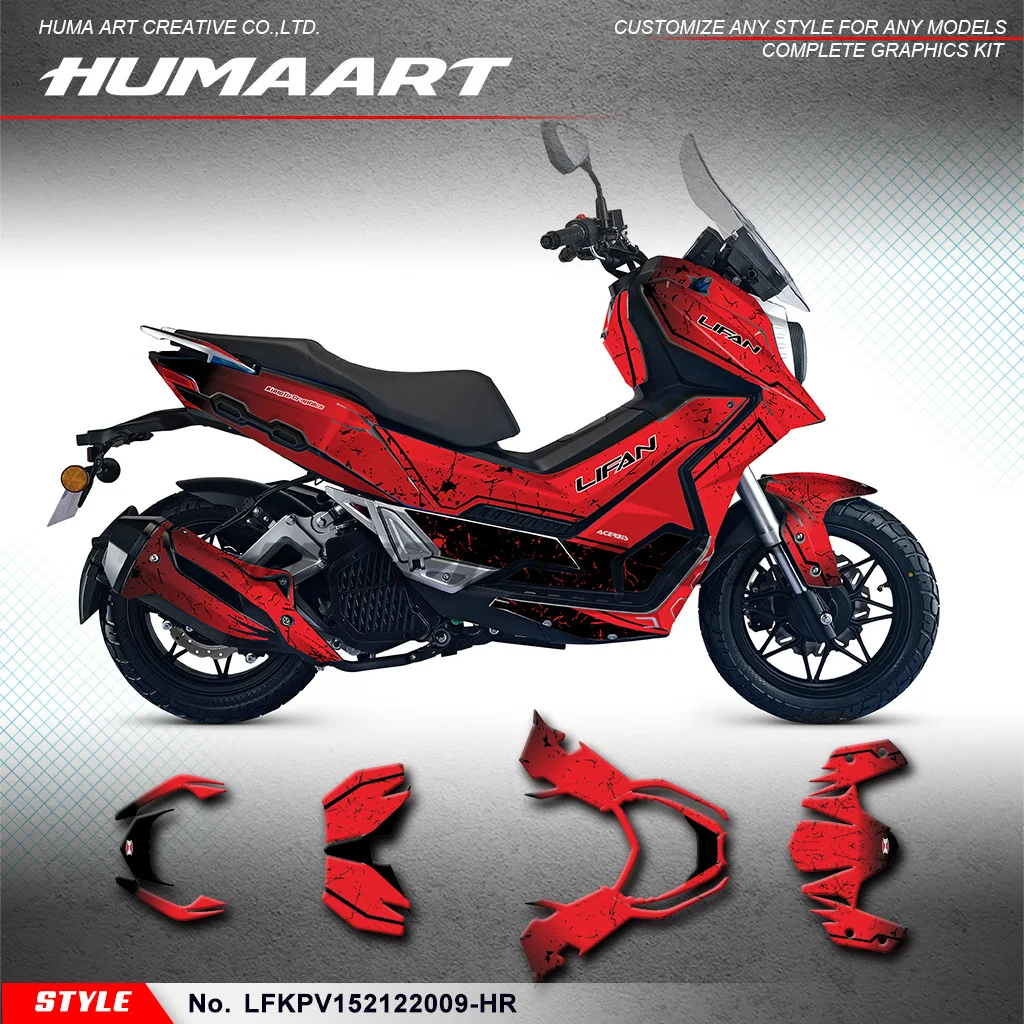 

HUMAART Adhesive Sticker Motorcycle Decals for LIFAN KPV 150 2021 2022 Scooter, Replacement Parts, Red, LFKPV152122009-HR