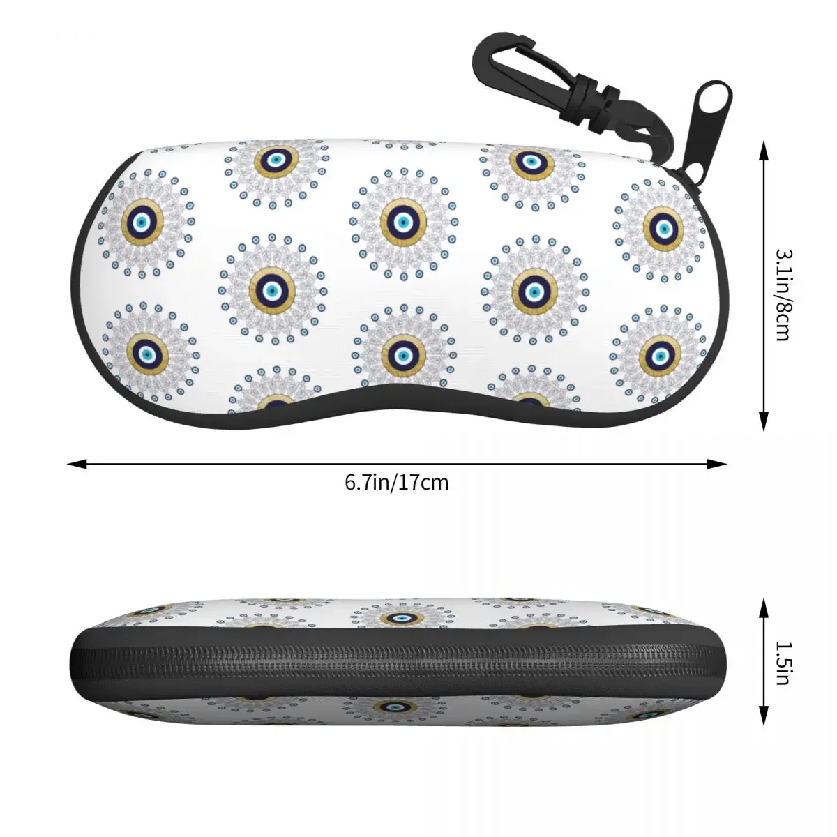 Evil Eye Mandala In Gold And Blue Shell Eyeglasses Protector Cases Cute Sunglass Case Lucky Charm Amulet Glasses Bag