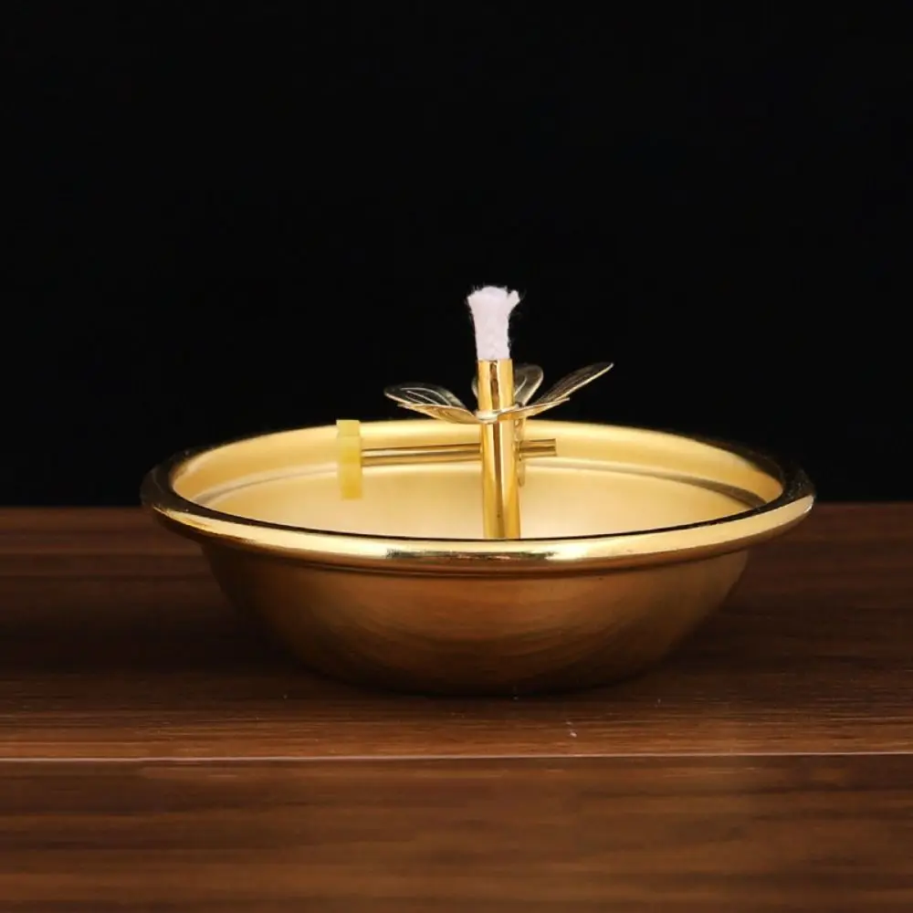 Thickened Anti-slip Alloy Oil Lamp Adjustable High-legged Butter Lamp Holder Exquisite Oil Dish Ornaments Household