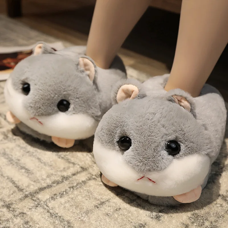 Cuddle Cute Hamster Slipper for Women Winter Autumn Plush Warm Bedroom Cloud Shoes Family Slipper Woman Kawaii Animals Slippers