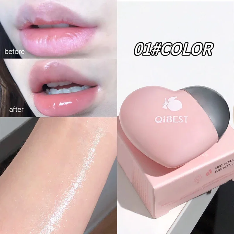 QIBEST Watery Crystal Clear Lip Gloss Moisturizing Transparent Jelly Mirror Fruit Lip Oil Balm Hydrating Plumping Korean Makeup