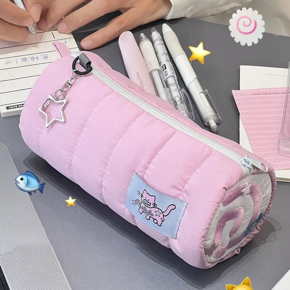 Pink Pen Bag Multifunctional Soft Touch Large Capacity Storage Bag Pen Box Boys/Girls