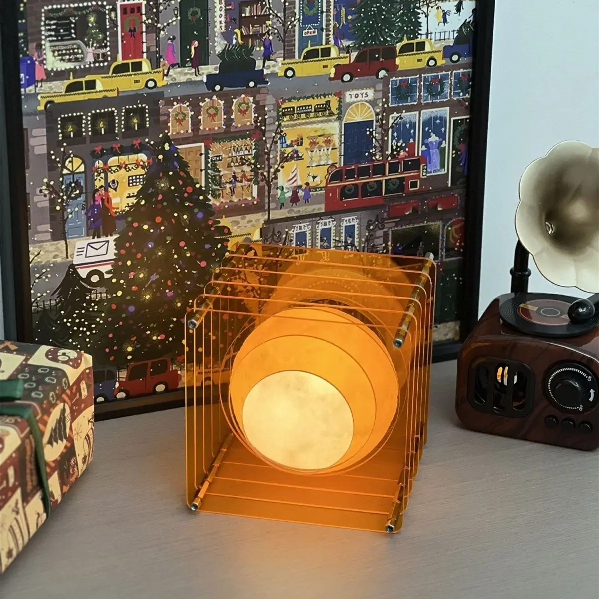 

Ins style high-end feeling internet celebrity ice cube night light creative decoration desk lamp bedroom bedside lamp charging