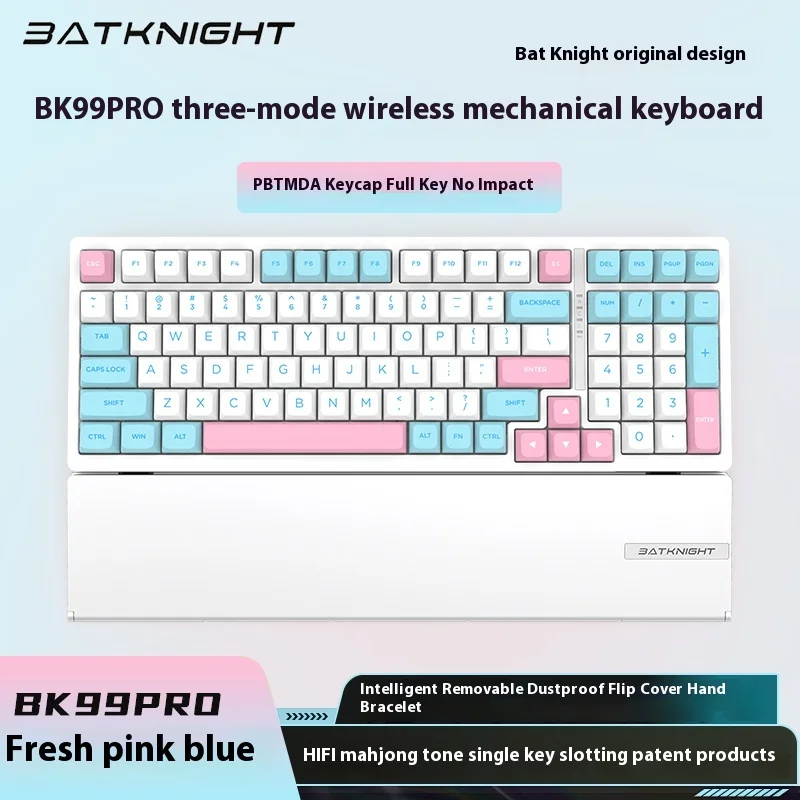 BATKNIGHT BK99pro Mechanical Keyboard Three Mode Foldable Hand Rest RGB Gaming Keyboard Hot Swap Long Battery Life PBT Pc Gamer