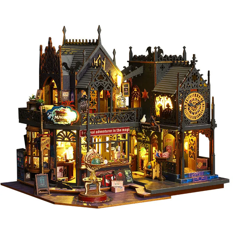 Il castello magico fai-da-te blocca il cottage fatto a mano puzzle giocattolo 3D modello di casa in miniatura decorazione del soggiorno regalo di Natale per i bambini