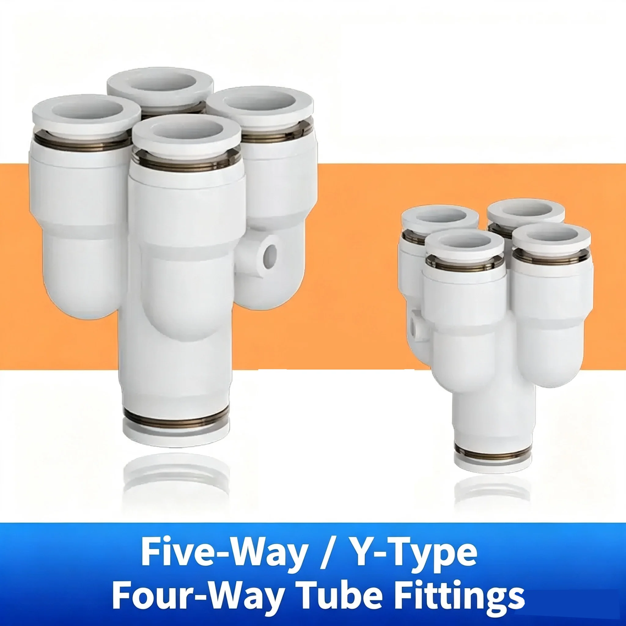 Fitting Quick Release Push in Connector Variable Diameter 4 6 8 1012mm OD Tube PRG  Five Ways White Pneumatic Air
