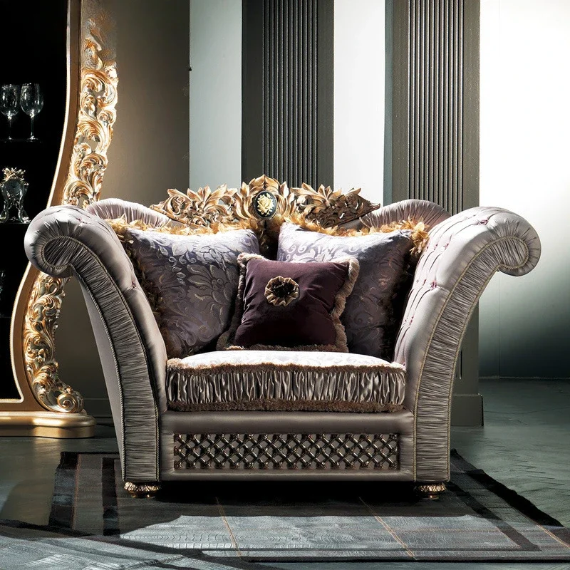 

Итальянская элитная мебель: диван из массива дерева в европейском стиле, комбинированный диван с тканевой обивкой для гостиной X