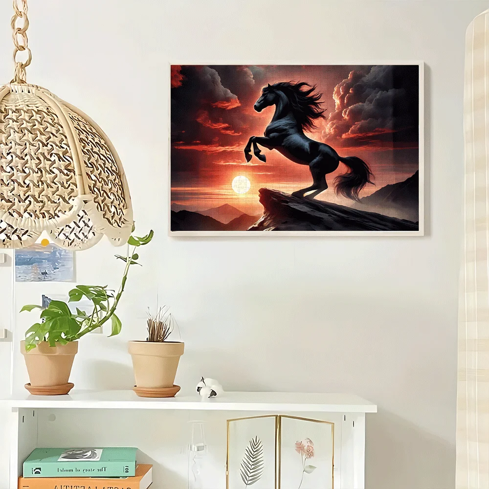 

1000pcs Dark Horse Sunset Cliffs Puzzle - Large Adult Family Jigsaw Game, Beginner & Expert Challenges, Vibrant Wall Art for H