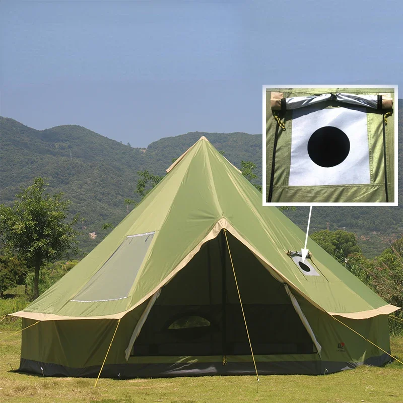 6-10 Persons Outdoor Camping Castle Tent Luxury Mongolia Yurt Family Travel Hiking Tent Silver Coated UV Function