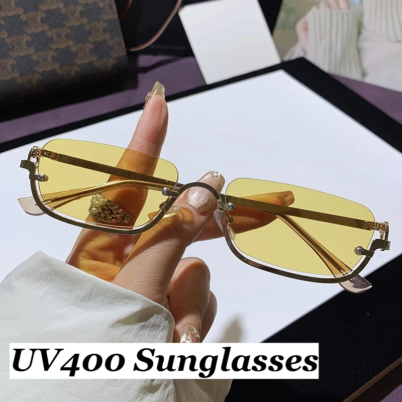 

Men's and Women's Fashionable New Square Half-Frame UV400 Sunglasses Fashionable Personalized Outdoor Sun Protection Sunglasses