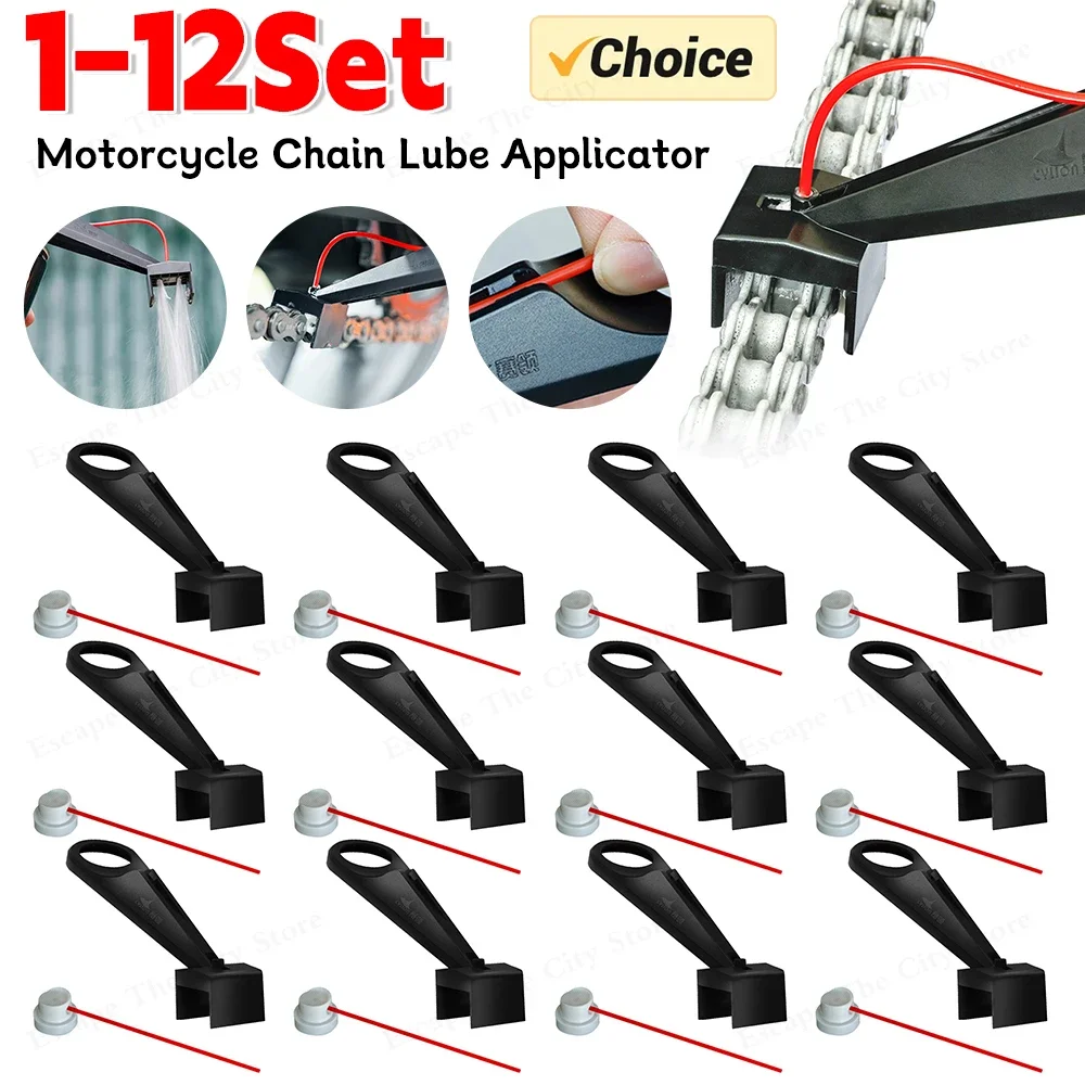 

1-12Set Motorcycle Chain Lube Applicator Lubricant Straw Holder Mess-Free Chain Wax Chain Cleaner Chain Oiler Spray Gear Tool