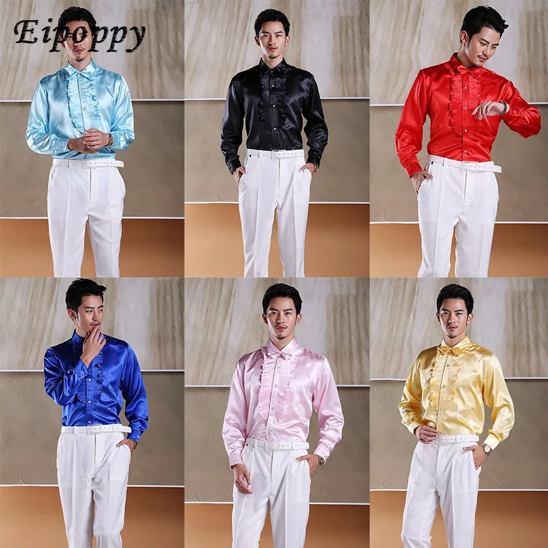 

Men's Colorful Ruffled Long-Sleeved Shirt Costume Studio Stage Men's Dress Chorus