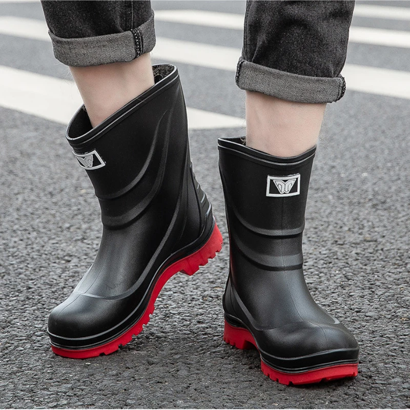 Water Men Boots Rubber Shoes Waterproof Work Safety Galoshes Husband Fishing Rainboots Male Kitchen Shoes Oil-proof Non-slip