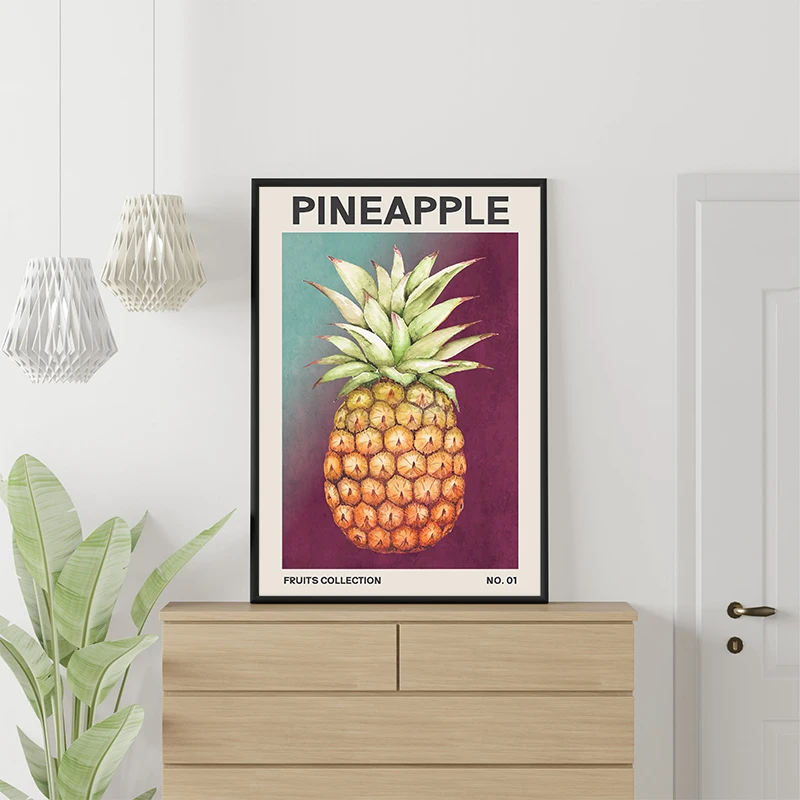 Retro Style Vegetables and Fruits Mango Poster Avocado Pumpkin Lemon Prints Canvas Painting Wall Art Pictures Kitchen Home Decor