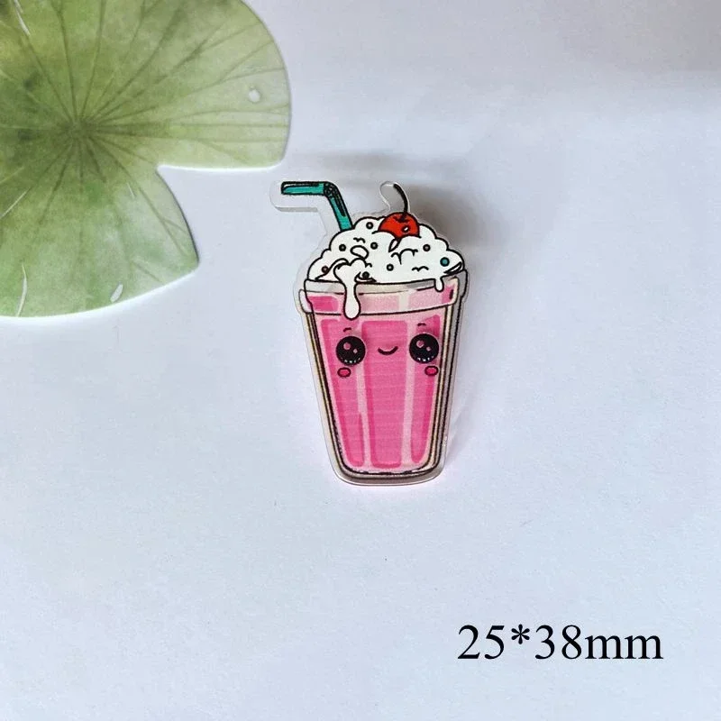 10Pcs 3D Sweet Drink Cup Wish Bottles Planar Acrylic Food Home Decor Brooch Jewelry Making Accessories Wedding Crafts