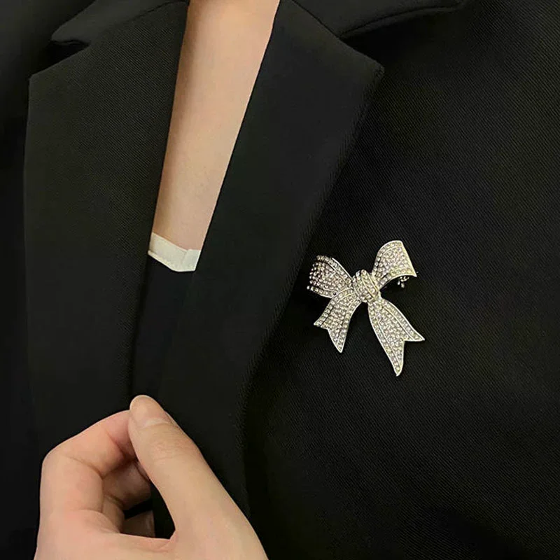 حجر الراين القوس دبابيس للنساء Bowknot بروش دبوس خمر مجوهرات الأزياء والاكسسوارات دعوى مكافحة الضوء الصدار #3