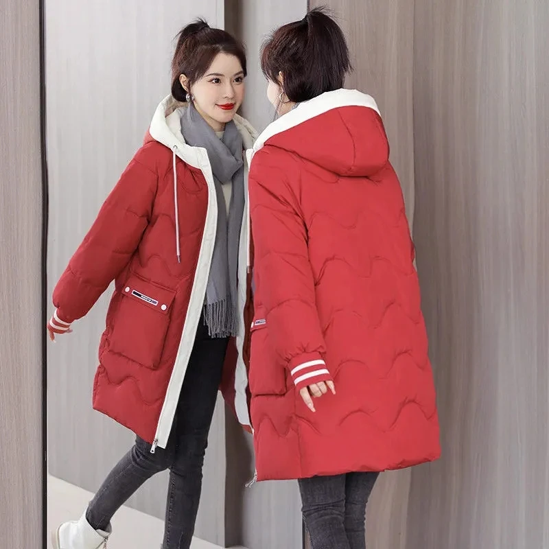 Women Winter Down Padded Jacket 2023 New Women Warm Thick Cotton Coat Korean Loose Hooded Parkas Female Outwear Winter Jacket
