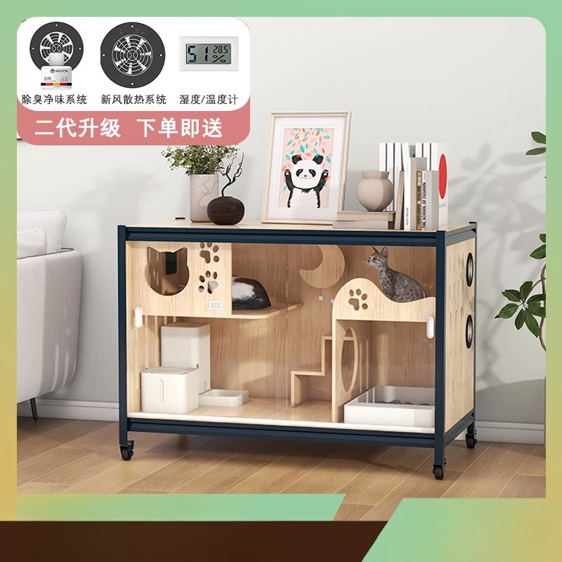 TV Cabinet Solid Wood Luxury Cat Villa Large Space Indoor Cat Cabinet Display Cabinet Cat Nest