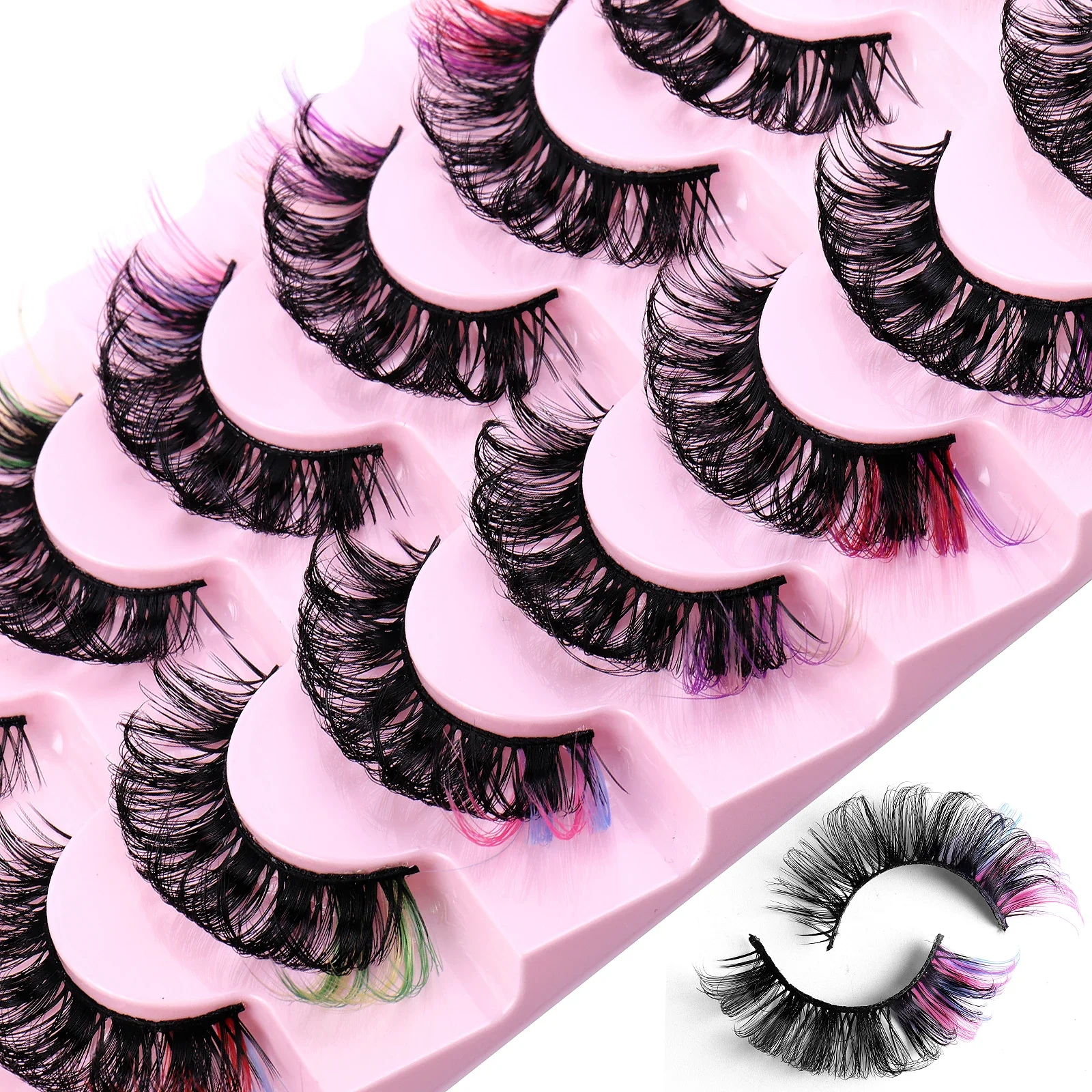 8 Pairs 3D Mink Colored False Eyelashes Dramatic Eyelash Extension Natural Fluffy Lashes