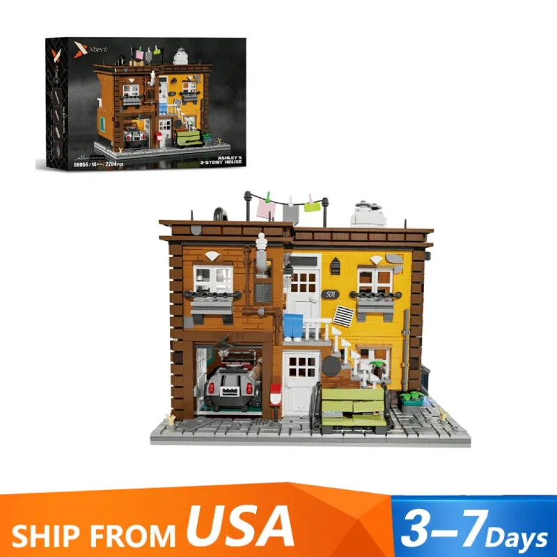 2284PCS MOC Casa a 2 piani di Ashlef Building Block City Street View Architettura Modello modulare Assemblaggio Puzzle in mattoni Giocattolo Regalo per bambini