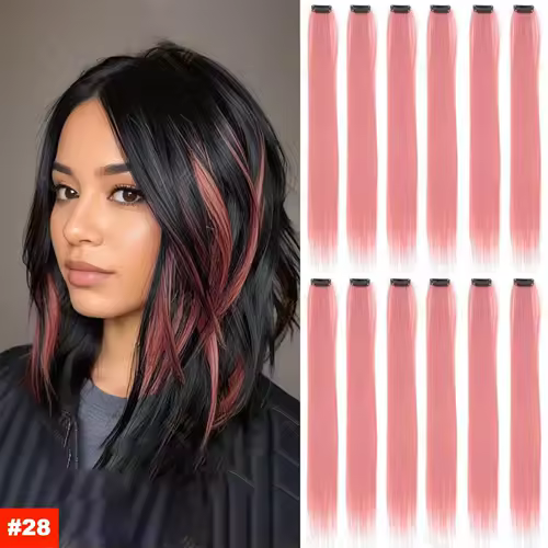 22Inch Synthetic Long Straight Clip In Hair Extensions High Temperature Hairpieces Rainbow Colors Hair Accessories for Women - Image 24