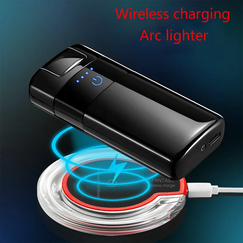 Smart Wireless Charging Laser Induction Electric USB Lighter Metal Outdoor Windproof Pulse Plasma Double Arc Lighter Men\'s Gift