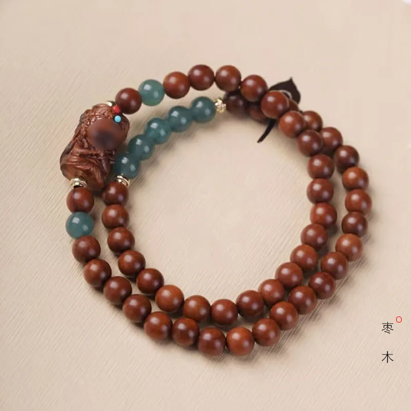 Jujube Wood DIY Zakiram Style Bracelet, 6mm, Unisex, Chinese Retro Prayer Beads, Decorative Bead String