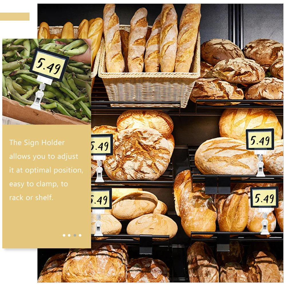 Prático Sign Titulares para Mercadoria, Display Clamp, Clipe de Rack, Ajustável, Clip-on, Roupas, Abs, Clear, 8 Pcs