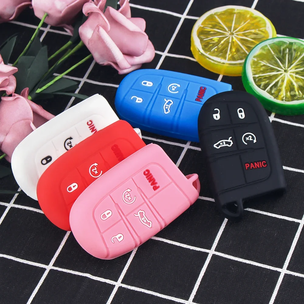 KEYYOU 10x For JEEP Grand Cherokee Renegade Dodge JCUV Journey Chrysler 300C Remote Fob Auto Key Case Silicone Car Key Cover