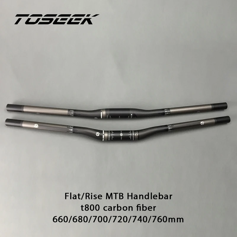 TOSEEK Carbon Fiber Bicycle Handlebar 31.8mm Bicycle Handle Bar 660/680/700/720/740/760mm Bike Riser Bar MTB Flat Cycling Bars