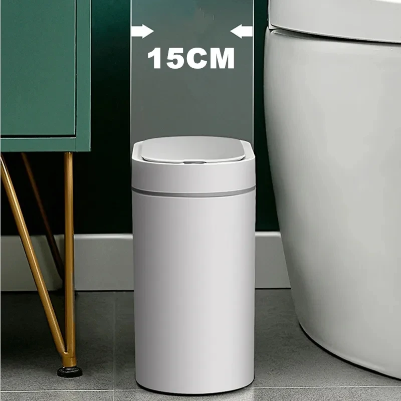 Pattumiera con sensore intelligente 8L/15L pattumiera elettronica automatica per bagno domestico toilette impermeabile con sensore di cucitura