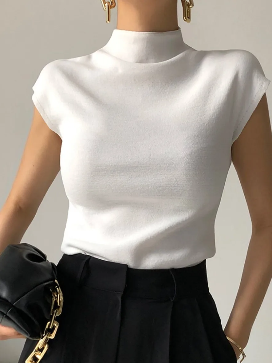 Chic Vintage Design Knitted Top Women's f High Collar Zipper Bal Summer Age-Defng Knitwear Faionable Ladies' Sweater
