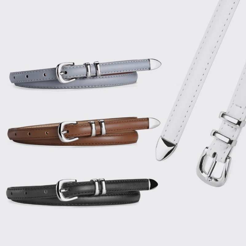 

6 Colors 1.4cm Wide Women Thin Belts Adjustable Buckle Fashion Waist Strap for Dresses Shirt Accessories
