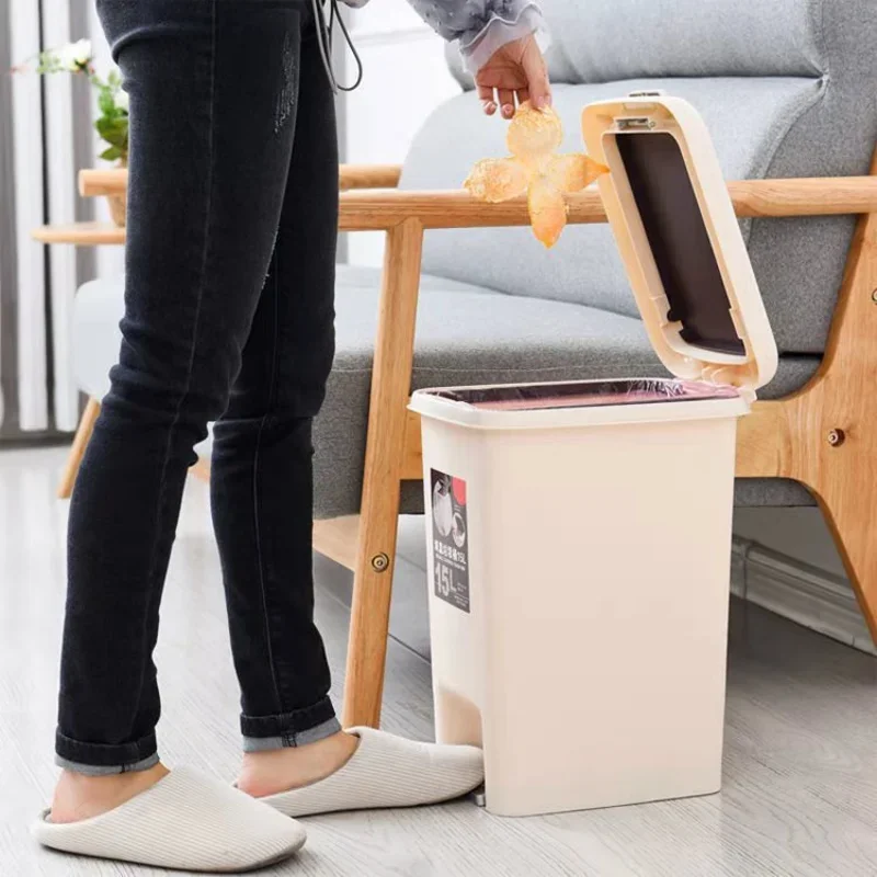 Pedal Waste Bins for Kitchen Recycle Luxury Litter Bins Trash 20 Liters Large Touch Room Toilet Trash Can Bathroom Accessories