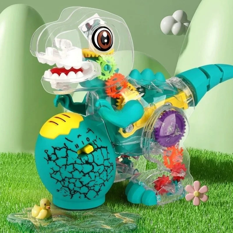 الكهربائية شفافة والعتاد لعبة على شكل ديناصور الموسيقى الخفيفة العالمي المشي الديناصور ريكس محاكاة نماذج للحيوانات الأليفة الإلكترونية