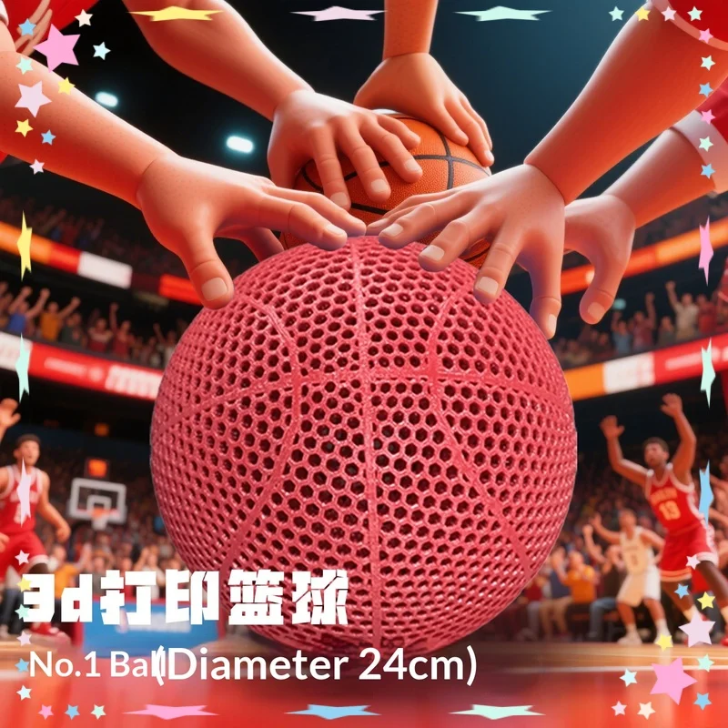 3D Printed Basketball HighElasticity No Need To Inflate Hollow Design For Indoor And Outdoor Wearable 7 5 3 Size Sports Toy Ball