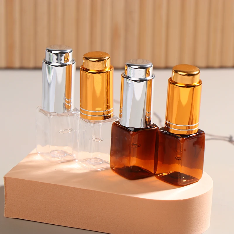 10ml ขวดหยดแก้วแบบรีฟิลน้ํามันหอมระเหยและน้ําหอมขวดเครื่องสําอางที่ว่างเปล่ากดประเภทสไตล์เรียบง่าย