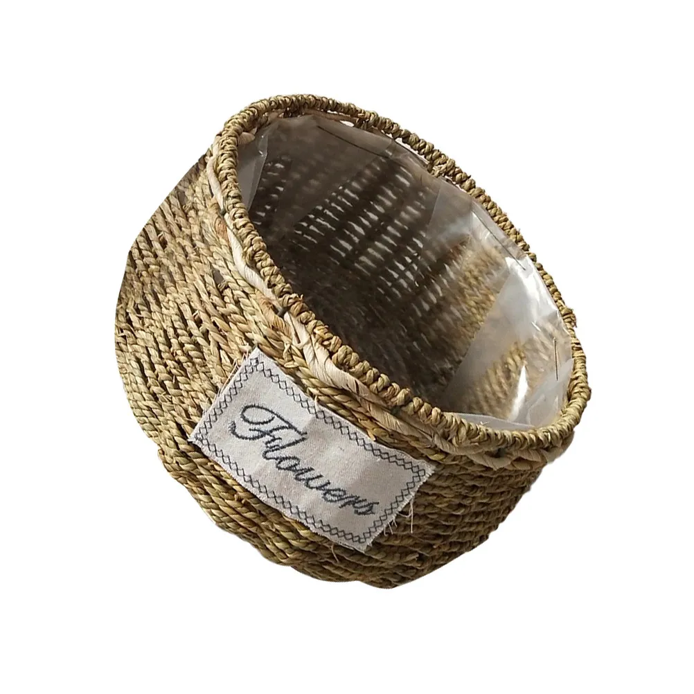 

Straw Woven Flower Pot Creative Handwoven Functional Pot Decorative Home Garden Planting Basket Novel Design Straw Woven Basket