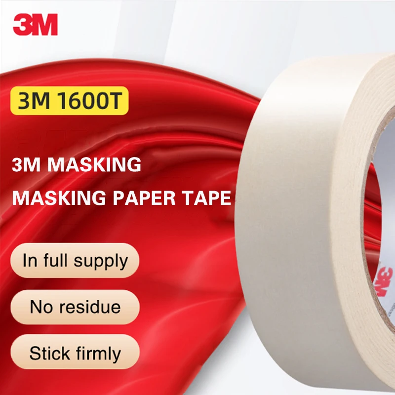 3M 55m Masking Tape White 10mm-50mm Single Side Tape Adhesive Crepe Paper for Oil Painting Sketch Drawing Supplies Car Painting