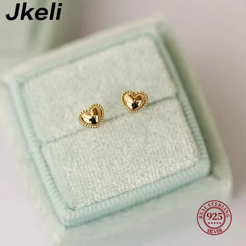 Jkeli S925 Sterling Silver 14K placcato oro carino torta bordo orecchini a cuore donne semplice moda versatile gioielli orecchio