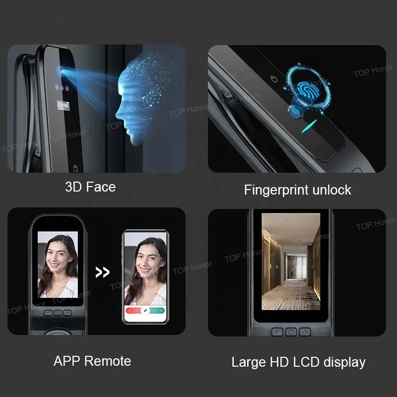 ล็อคประตูอัจฉริยะล็อคประตูล็อคกันขโมยรีโมทแอปอัจฉริยะ Tuya ไวไฟไบโอเมตริกซ์ตัวถังอิเล็กทรอนิกส์และรหัสผ่าน