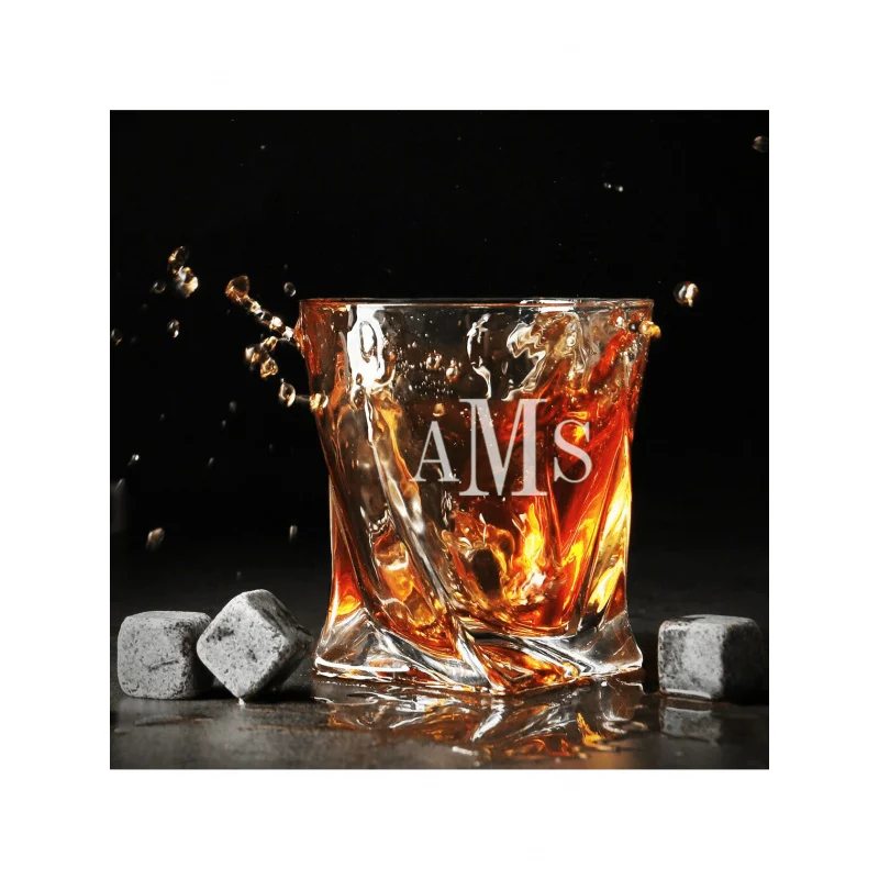 Engraved Twisted Whiskey Glass