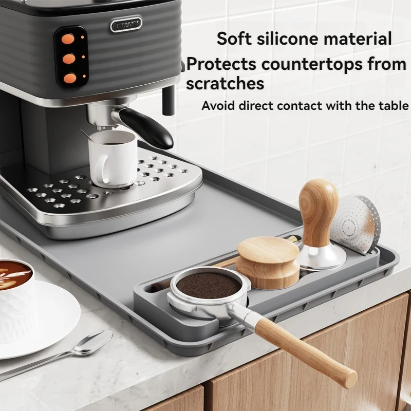Non Slip Silicone Coffee Tamper Pad with Storage Holder for Espresso Tools and Coffee Grounds Distributor