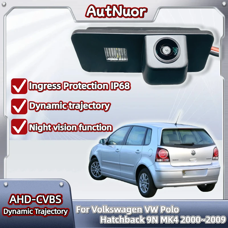 

HD камера заднего вида «рыбий глаз» для Volkswagen VW Polo Hatchback 9N MK4 2000-2009 ночного видения, вид сзади, резервная парковка CCD