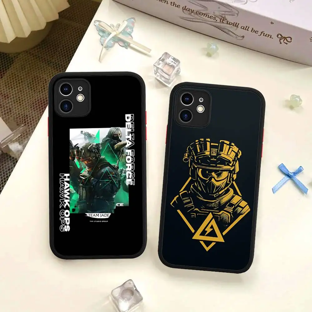 Funda de Silicona Mate para Teléfono con Diseño de Delta Force Battlegrounds Arena Games para iPhone 16 Pro Max 15 14 13 12 11 X XS MAX