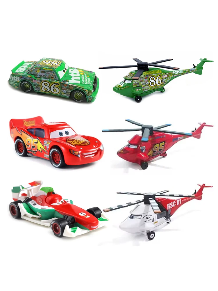 Cars 2, Cars 3, Francs Gao, Rennwagen, Nummer 95, Flugzeug, Frankreich, Sheriff, Modellautos, Pixar, 1:55, Metall-Druckguss-Autos, Spielzeug, Geschenke