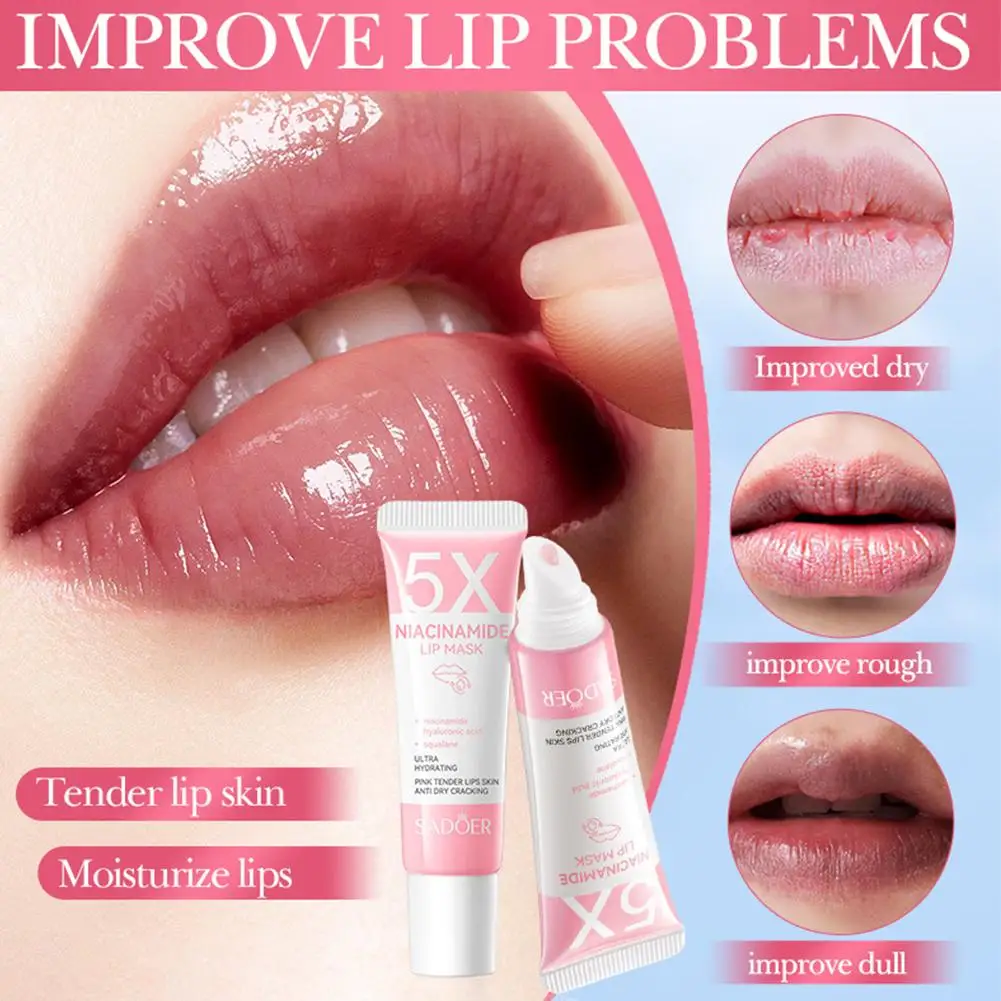 

SADOER 5X Niacinamide Lip Mask – Moisturizing Repair for Dry Chapped Lips, Plumping Hydration Lip Balm